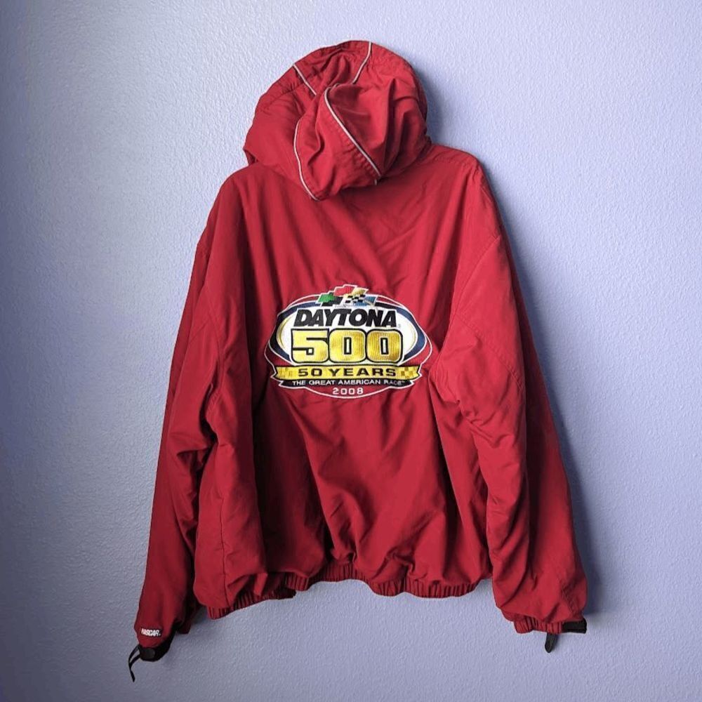 VTG 2008 NASCAR Daytona 500 Jacket Sweatshirt Windbreaker 2XL Zipper Red Unisex